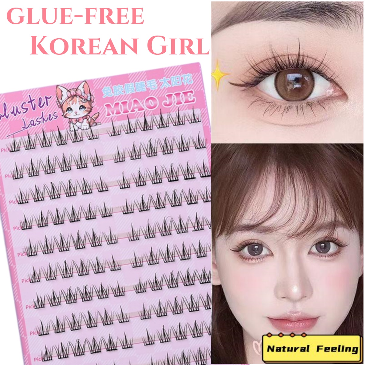 MIAOJIE No-Glue False Eyelashe - Eyelash Extension Human Hair review and price